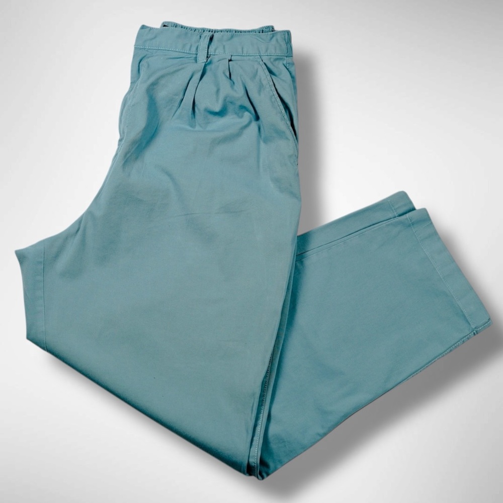 GAP High Rise Pleated Tapered Pants Mineral Blue Cotton Blend – Women’s Size 14 - Picture 10 of 16
